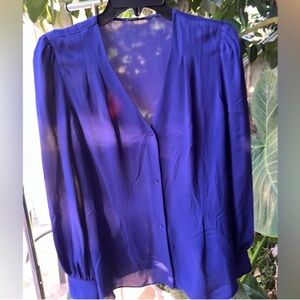 Elie tahari button down sheer long sleeve blouse